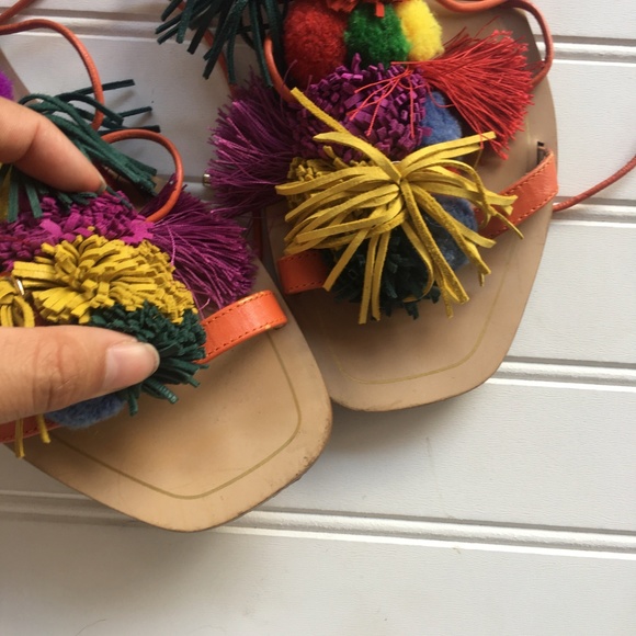 Zara Pom Pom Lace Up Sandales - Picture 5 of 8